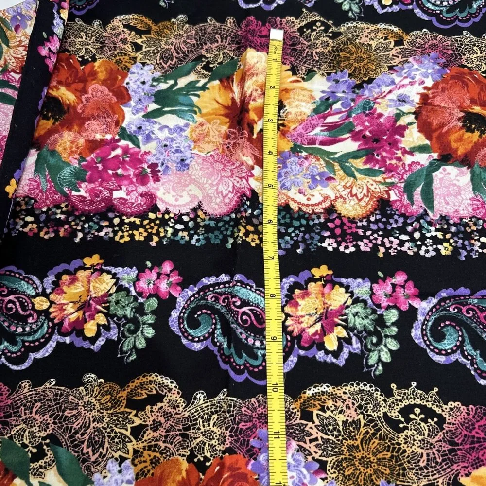 Timeless Treasures Summer C3100  Vibrant Floral On Black Quilting Fabric 31 X 44